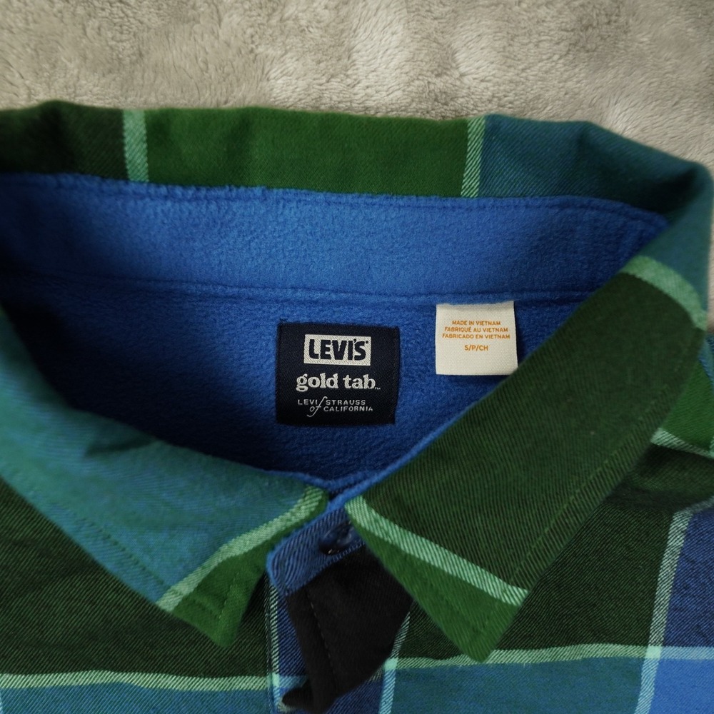 Levi's Gold Tab Jackson Flannel Fleece Lined Jacket Men's Small Plaid Shacket - Picture 2 of 10